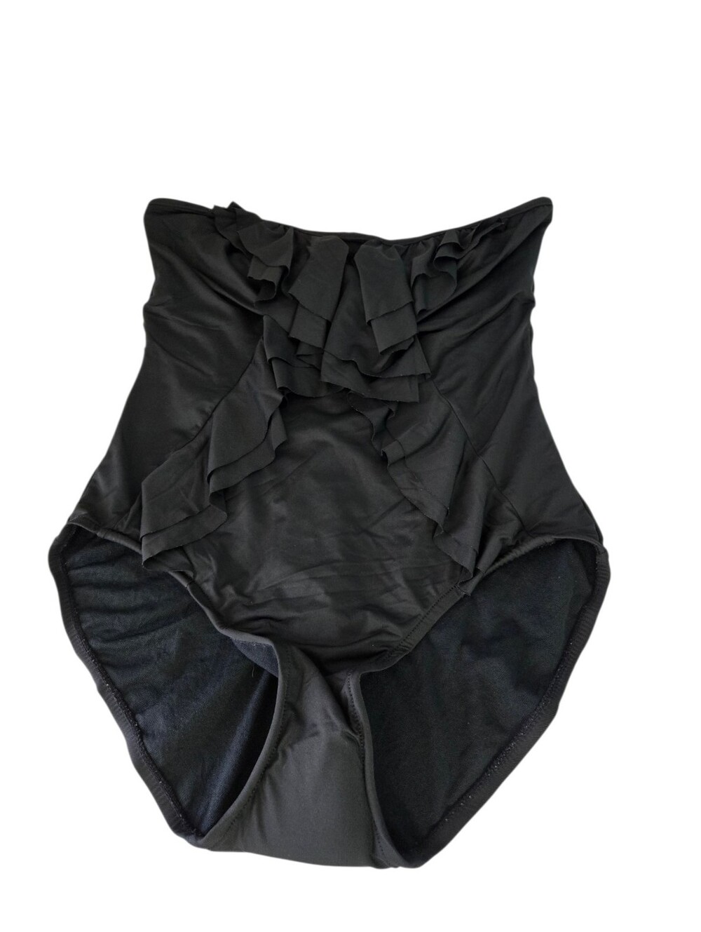 Elle Black Strapless One-Piece  Swimsuit Size 10 Ruffles Classic Designer